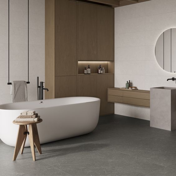 Carrelage sol effet pierreSuwon anthracite 90x90 cm