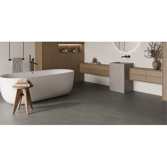 Carrelage sol effet pierreSuwon anthracite 30x60 cm