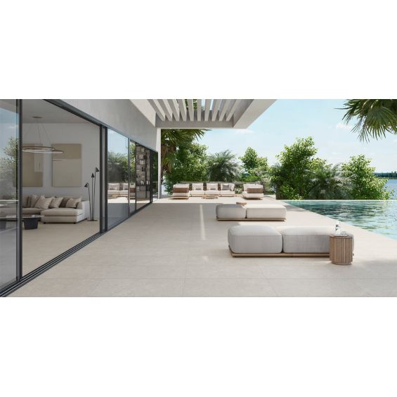 Carrelage sol extérieur effet pierre Suwon blanc grisé R11 60x120cm