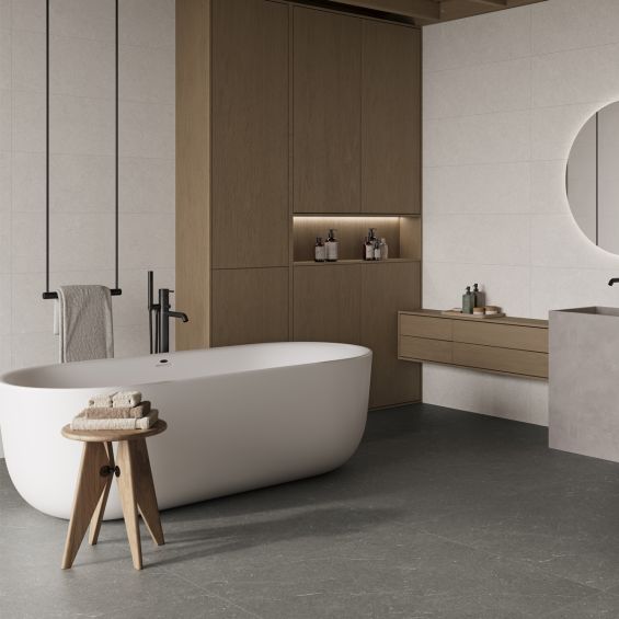 Carrelage mur Suwon blanc grisé 30x90 cm