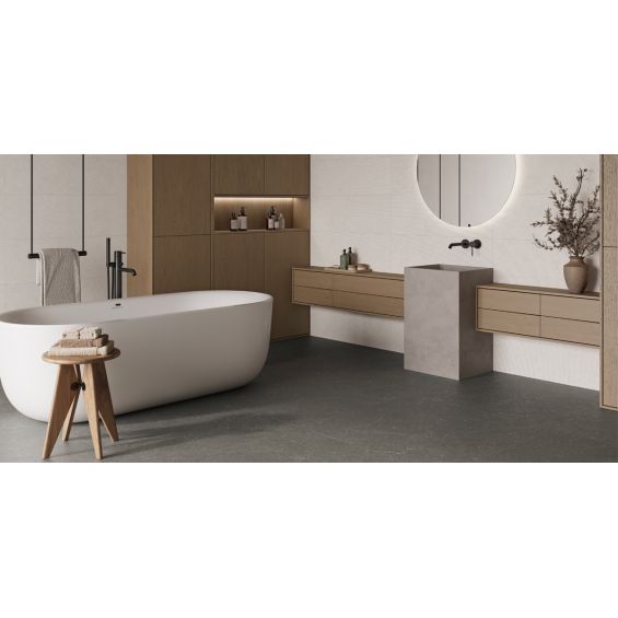 Carrelage mur Décor Suwon blanc grisé 30x90 cm