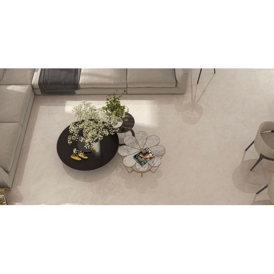 Carrelage sol et mur effet marbre brillant Kiruna sable poli 120x120 cm