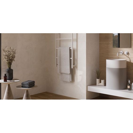 Carrelage sol et mur effet marbre brillant Kiruna sable poli 120x120 cm