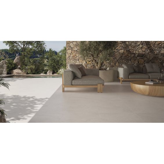 Carrelage sol extérieur effet travertin Lycie sable R11 60x120 cm