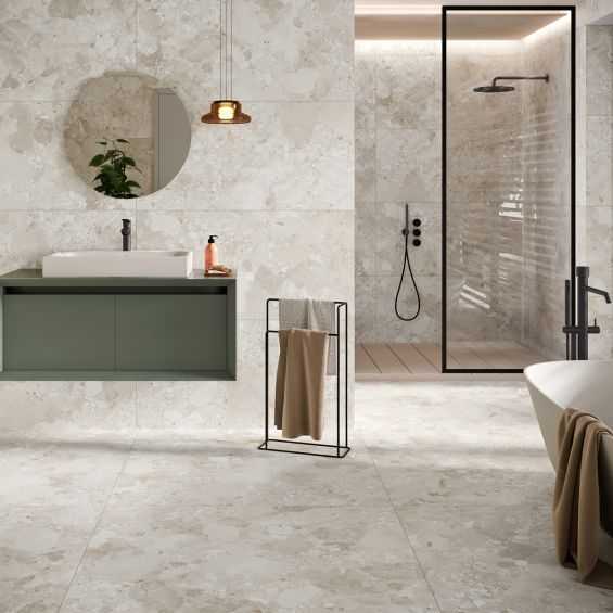 Carrelage effet Terrazzo Torcello blanc 100x100 cm