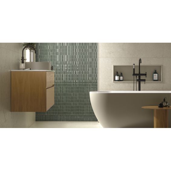 Carrelage mur effet zellige Swing vert sauge 6x25 cm