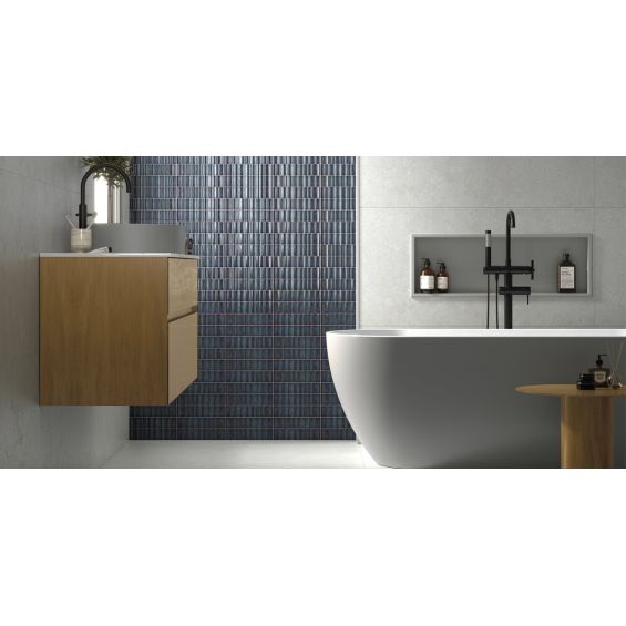 Carrelage mur effet zellige Swing bleu océan 6x25 cm