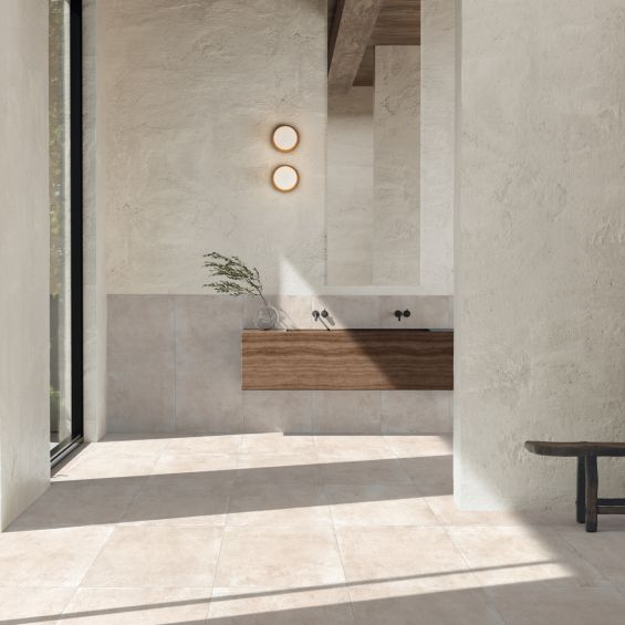 Carrelage sol effet pierre Travertin TravertiNova corda 60x60 cm