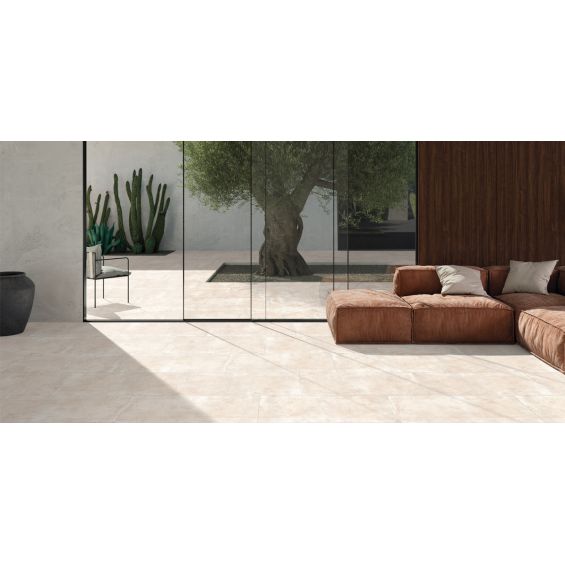 Carrelage sol effet pierre Travertin TravertiNova corda 90x90 cm