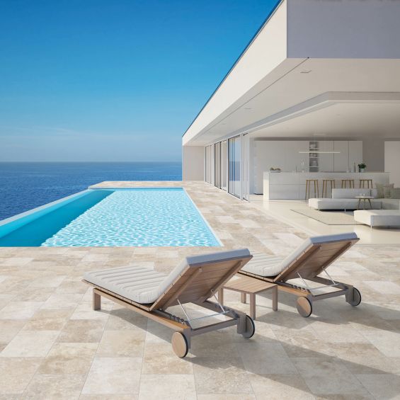 Carrelage sol extérieur effet pierre Travertin TravertiNova classic 40,2x60,4 cm R11