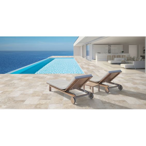 Carrelage sol extérieur effet pierre Travertin TravertiNova classic 40,2x60,4 cm R11