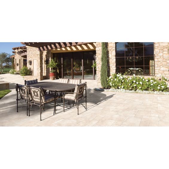 Carrelage sol extérieur effet pierre Travertin TravertiNova corda R11 multi-format