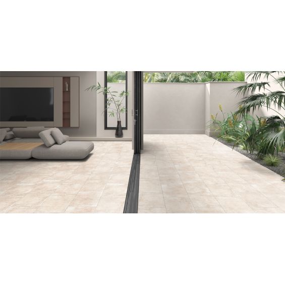 Carrelage sol extérieur effet pierre Travertin TravertiNova corda 60x60 cm R11
