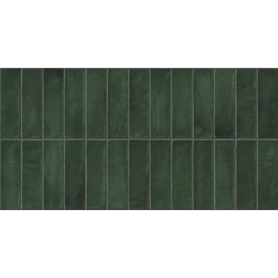 Carrelage mur effet zellige Zahara vert forêt 32x62,5 cm