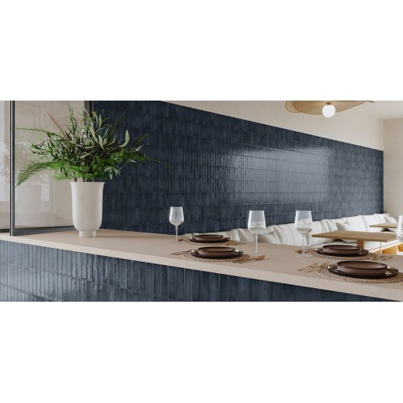 Carrelage mur effet zellige Zahara bleu marine 32x62,5 cm