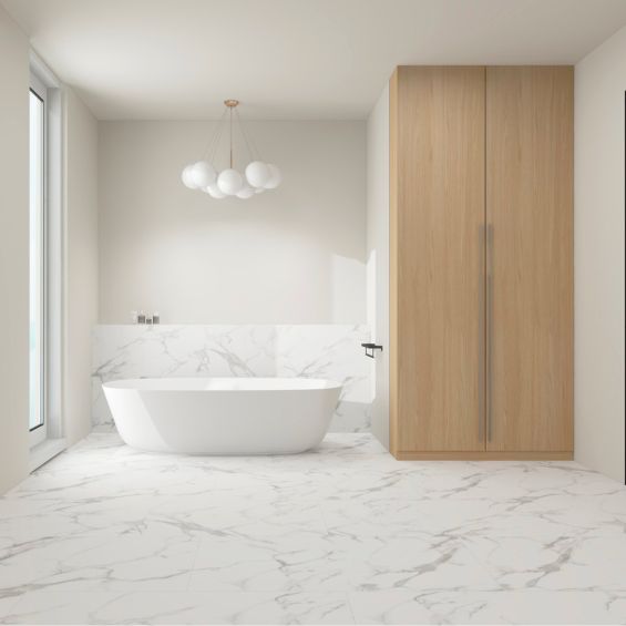 Dalles PVC 7mm à clipser marble blanc 60x120 cm