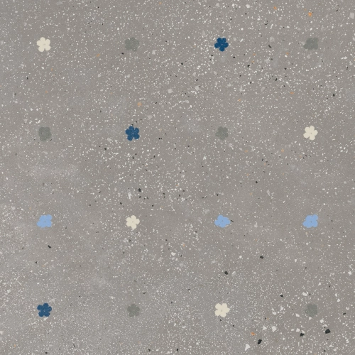 Carrelage effet Terrazzo Venetian décor floral gris 90x90 cm