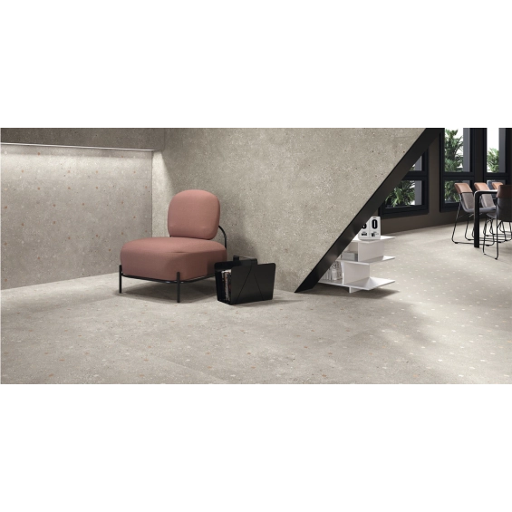 Carrelage effet Terrazzo Venetian décor floral taupe 90x90 cm