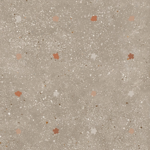 Carrelage effet Terrazzo Venetian décor floral taupe 90x90 cm