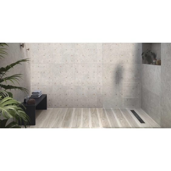 Carrelage effet Terrazzo Venetian décor floral beige 90x90 cm