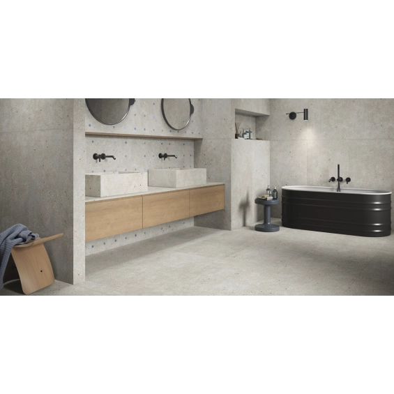 Carrelage effet Terrazzo Venetian décor floral gris clair 90x90 cm