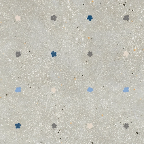 Carrelage effet Terrazzo Venetian décor floral gris clair 90x90 cm