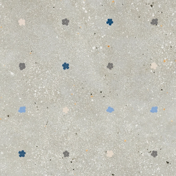 Carrelage effet Terrazzo Venetian décor floral gris clair 90x90 cm
