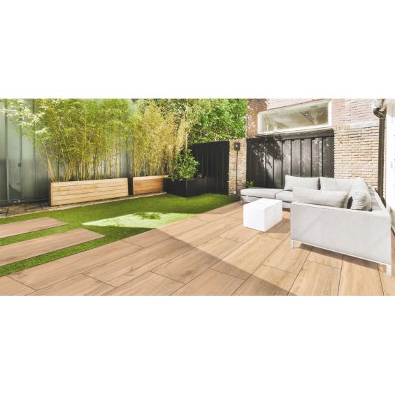 Dalle extérieur effet bois Sarawak 2.0 chêne R11 30X120 cm