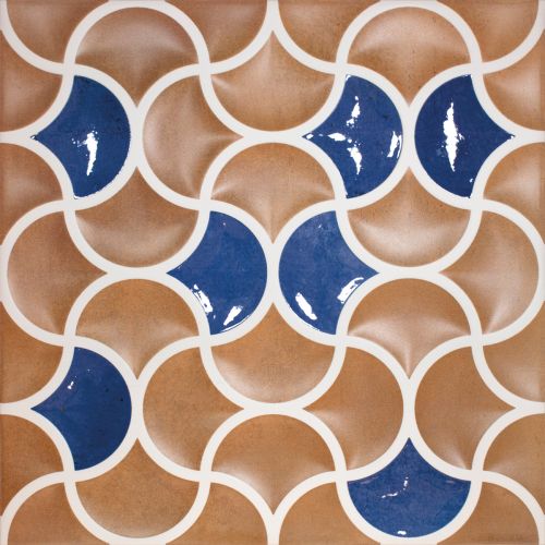  Carrelage mur ancien Ansouis relief bleu de cobalt 33x33 cm