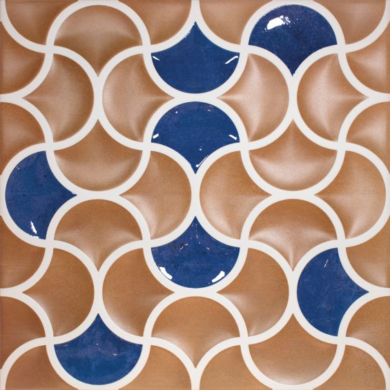  Carrelage mur ancien Ansouis relief bleu de cobalt 33x33 cm