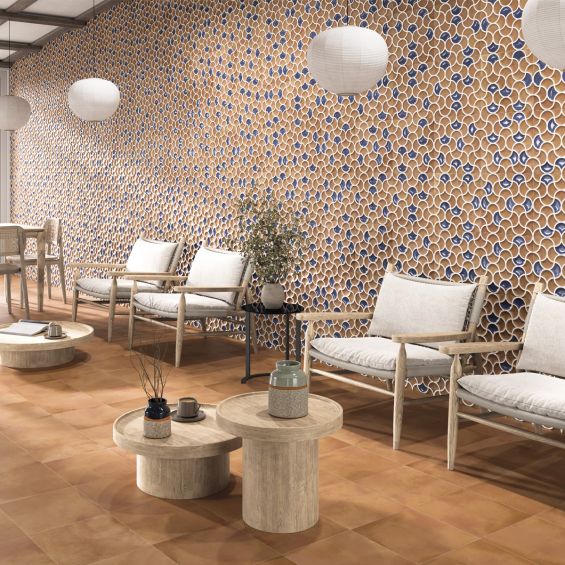  Carrelage mur ancien Ansouis relief bleu de cobalt 33x33 cm