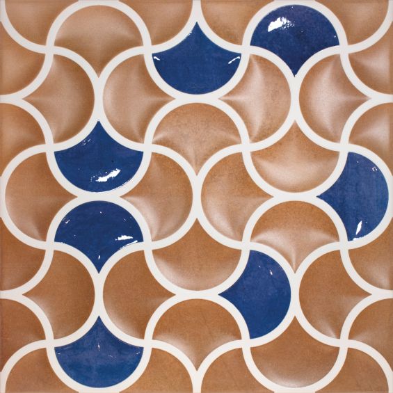  Carrelage mur ancien Ansouis relief bleu de cobalt 33x33 cm