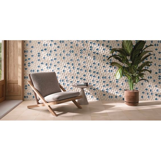 Carrelage mur ancien Ansouis relief bleu ciel 33x33 cm