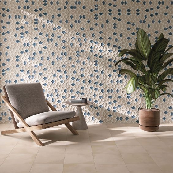 Carrelage mur ancien Ansouis relief bleu ciel 33x33 cm