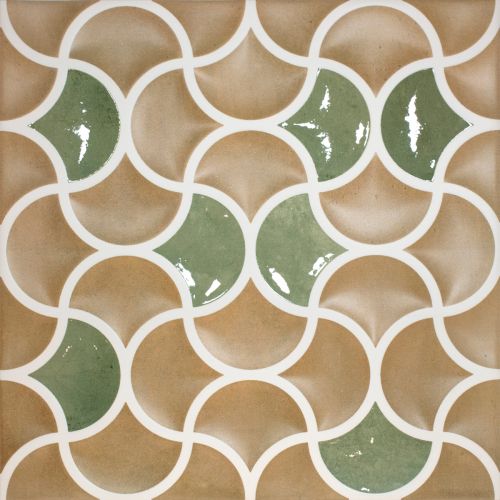 Carrelage mur ancien Ansouis relief émeraude 33x33 cm