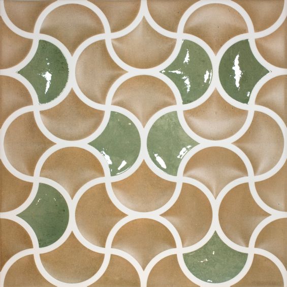 Carrelage mur ancien Ansouis relief émeraude 33x33 cm