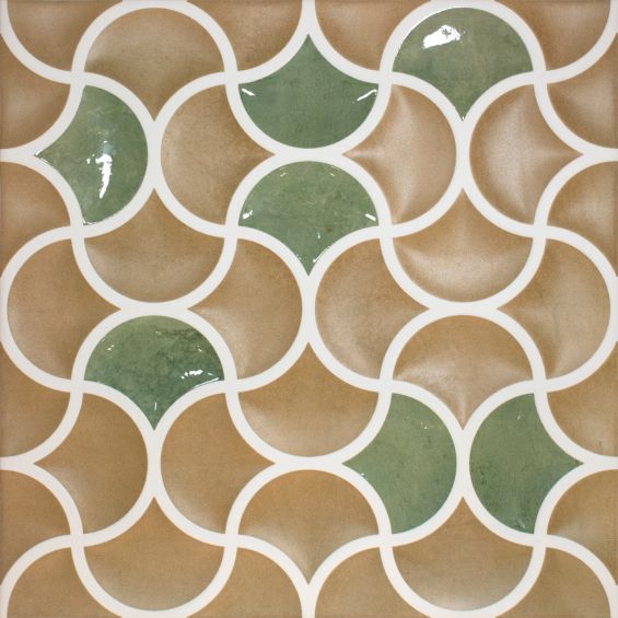 Carrelage mur ancien Ansouis relief émeraude 33x33 cm