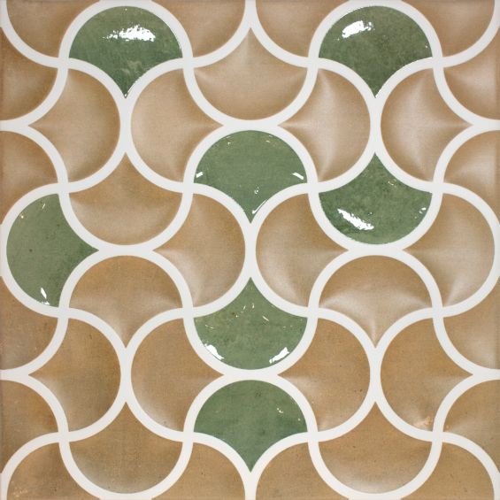 Carrelage mur ancien Ansouis relief émeraude 33x33 cm