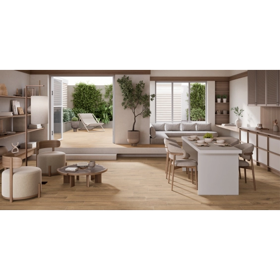 Carrelage sol imitation parquet Bornéo chêne 23x120 cm