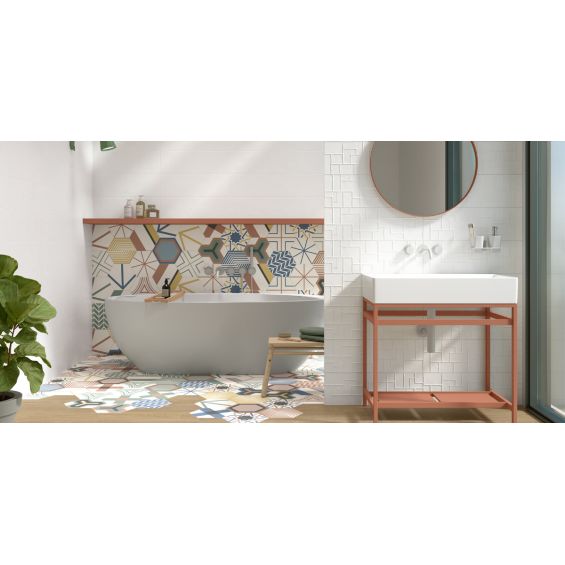 Carrelage mur Clean décor géo white 20x60 cm