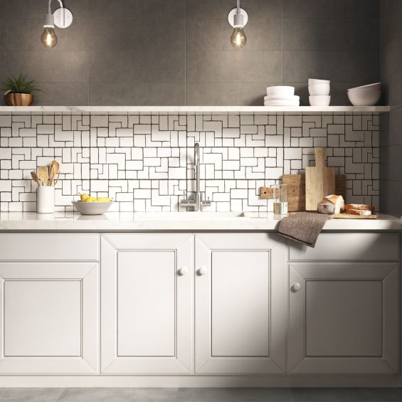 Carrelage mur Clean décor géo smoke 20x60 cm