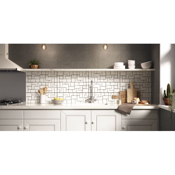 Carrelage mur Clean décor géo smoke 20x60 cm