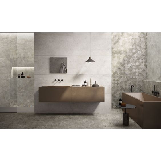 Carrelage sol et mur effet métal Atonium Silvery 60x60 cm