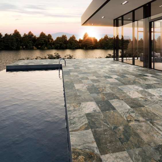 Carrelage sol extérieur Pierre de Bali Météor vert R11 30x60 cm