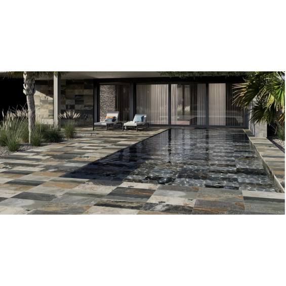 Carrelage sol et mur Pierre de Bali Météor Mix beige R10 30x60 cm