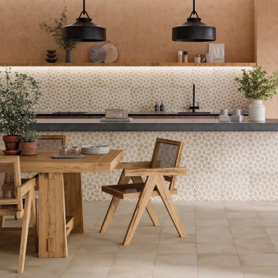 Carrelage mur ancien Ansouis relief beige 33x33 cm