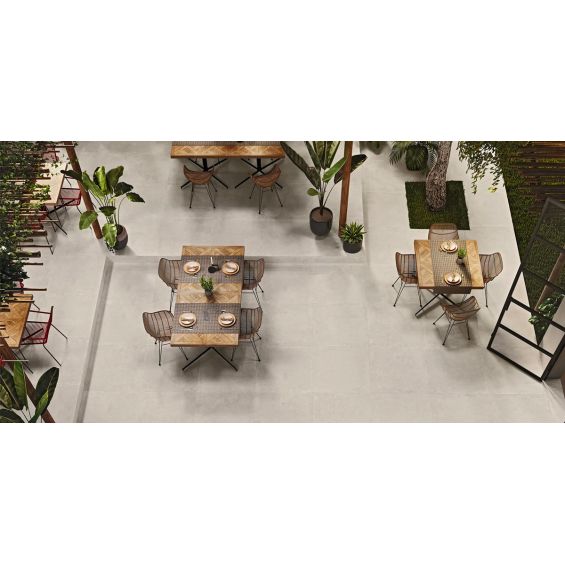 Carrelage sol effet pierre Manly Blanc grisé 45x45 cm