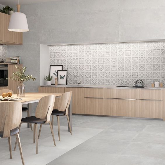 Carrelage sol effet pierre Manly Blanc grisé 60,75x60,75 cm