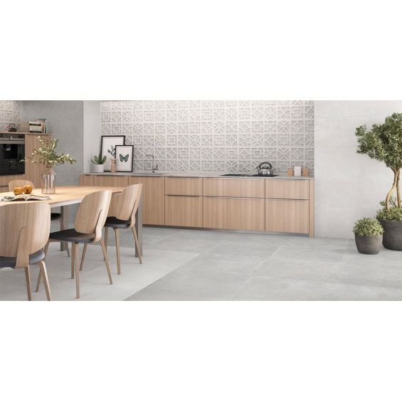 Carrelage sol effet pierre Manly Blanc grisé 60,75x60,75 cm