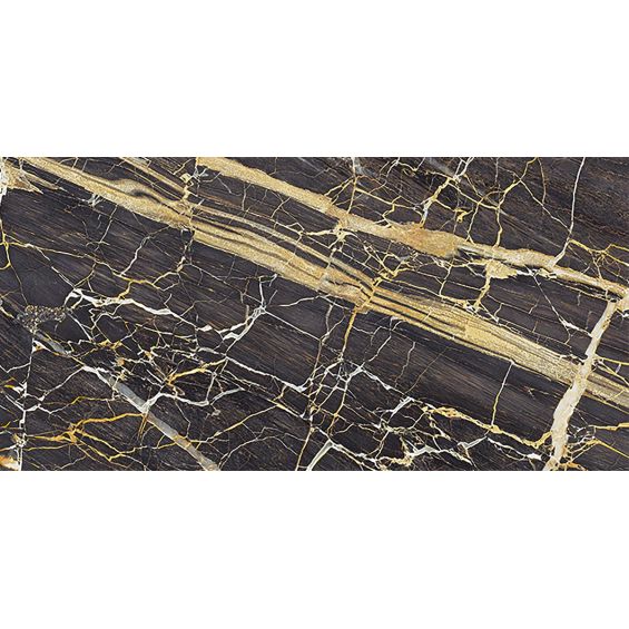 Carrelage sol poli effet marbre Black gold 120x260 cm